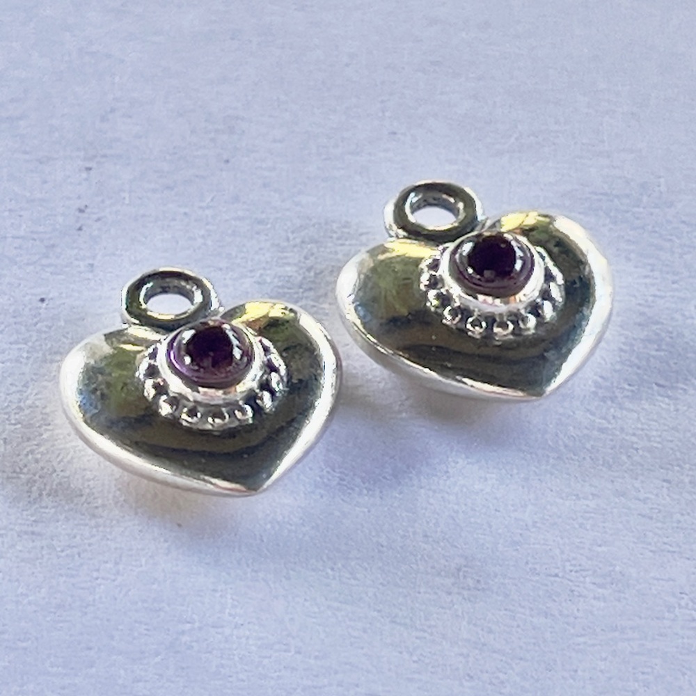 Pandora Rhodolite Heart Compose Earrings 925 Ale - Picture 2 of 3